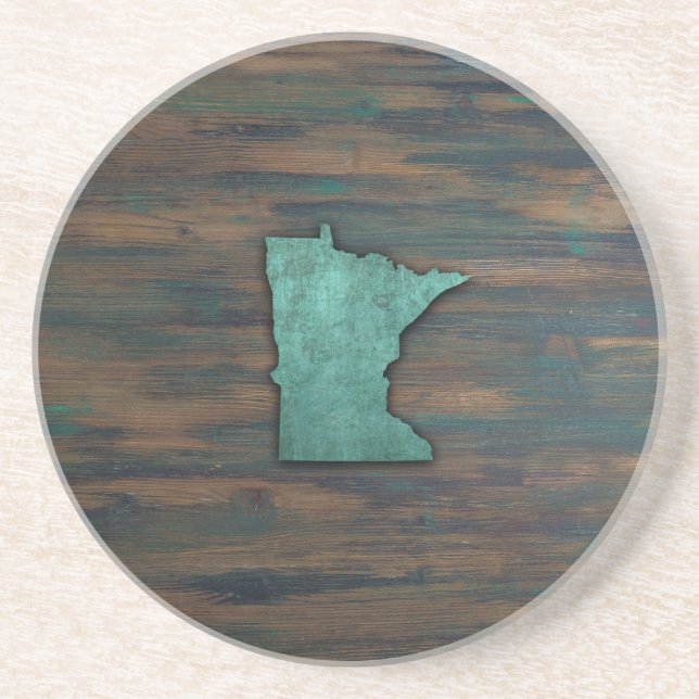 Rustic Teal Minnesota Shape Underlägg (Framsidan)