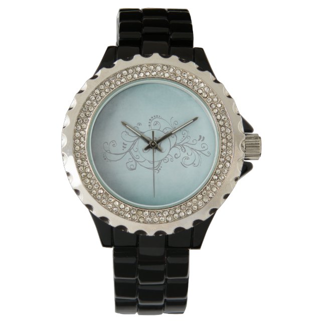 Rustic Teal och Grått Bohemian Flourish Armbandsur (Framsida)