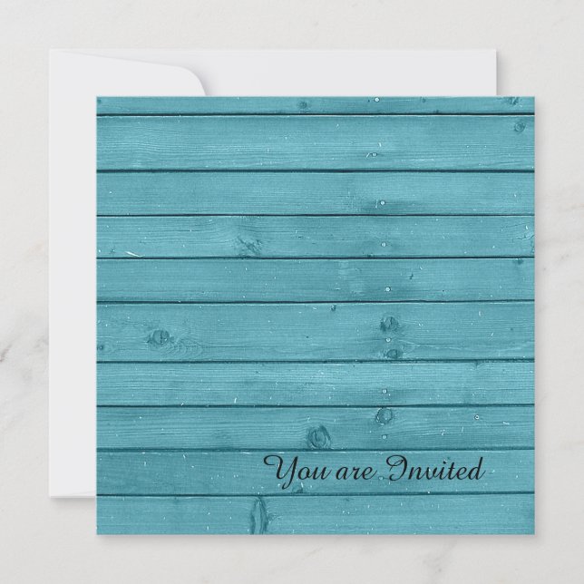 Rustic Teal Wood Birthday Inbjudningar (Framsida)
