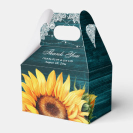 Rustic Teal Wood SunWedding Favor Box Presentaskar