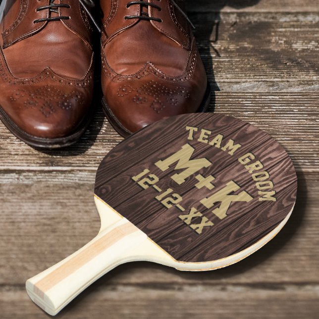 Rustic Team Groom Bröllop Ping Pong Paddle Pingisracket (Skapare uppladdad)