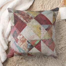 Rustic Terracotta Abstrakt Patchwork Botanical Kudde