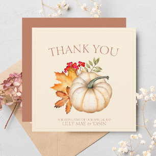 Rustic Terracotta Autumn Fall Pumpkins Bröllop Tack Kort