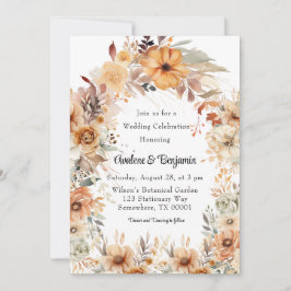 Rustic Terracotta Blommigt Arch Bröllop Firande Inbjudningar