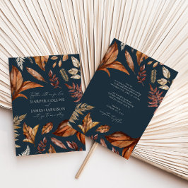 Rustic Terracotta Blommigt Boho Navy Bröllop Inbjudningar