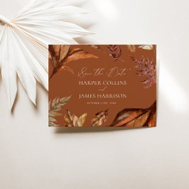 Rustic Terracotta Blommigt Boho Navy Bröllop Spara Datumet