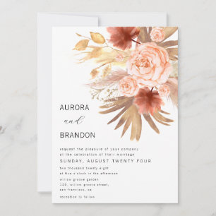 Rustic Terracotta Blommigt Burnt Orange Fall Weddi Inbjudningar