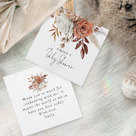 Rustic Terracotta Blommigt Namn Baby Shower Tack Gåvor Etiketter