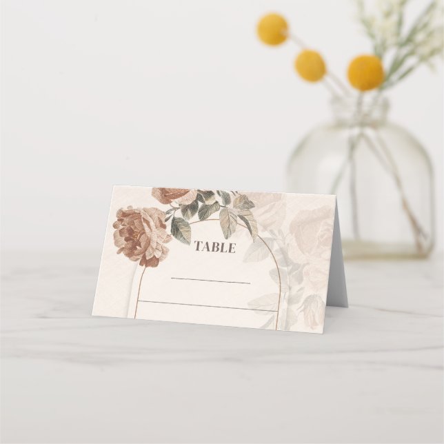 Rustic terracotta blommigt sage greenery arch placeringskort (Framsida)