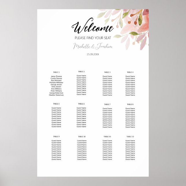 Rustic Terracotta  Blommigt Watercolor Art Poster (Framsidan)