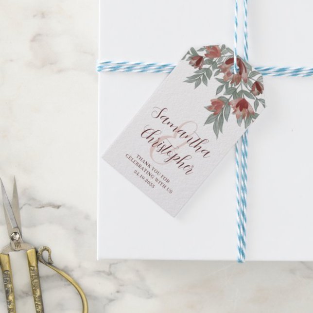 Rustic Terracotta Blommigt Wedding Favor Presentetikett (Skapare uppladdad)