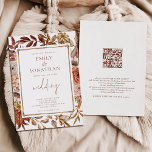 Rustic Terracotta Blommigtar Gräns QR-koden Bröllo Inbjudningar<br><div class="desc">Rustic Terracotta Blommigtar Gräns QR-koden Bröllop. Fall färgad blommar gräns kant med ord i. Lägg till din QR-kod på bröllop webbplats på baksidan så att dina gäster kan OSA och se all online utan att behöva ha separata bilagor. En informell text som är brun för "bröllop". som kompletterar resten av...</div>