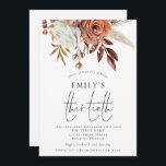 Rustic Terracotta Blommigtar Trettionde Födelsedag Inbjudningar<br><div class="desc">Rustic Terracotta Blommigtar Trettionde födelsedagen En elegant satte ett skript för tillfälle och anpassade lätt resten av texten till era egna behov.</div>