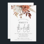 Rustic Terracotta Blommigtar Trettionde Födelsedag Inbjudningar<br><div class="desc">Rustic Terracotta Blommigtar Trettionde födelsedagen En elegant satte ett skript för tillfälle och anpassade lätt resten av texten till era egna behov.</div>