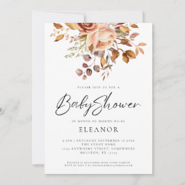 Rustic Terracotta Blommigts Baby Shower-inbjudan Inbjudningar