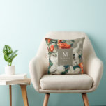 Rustic Terracotta Blommigts Elegant Monogram Kudde<br><div class="desc">Det här vackra dekorativa dekorativ kudde gör en underbar gåva till nylökarna... eller vem som helst! Den har målade blommor terracotta-orange, grönt och vit över en bakgrund med ett brännbart utseende. Enkel att anpassa för en unik keepy - perfekt för höst-, vinter- eller juldecor. Fyrkanten i mitten kan anpassas till...</div>