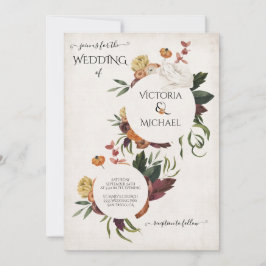 Rustic Terracotta Boho Blommigt Wreaths Bröllop Inbjudningar