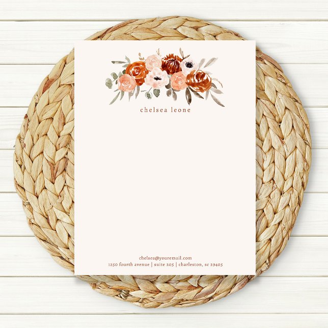 Rustic Terracotta Boho Flowers på  Brevhuvud (Skapare uppladdad)