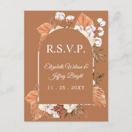 Rustic Terracotta Boho Pampas Arched OSA Inbjudan Vykort