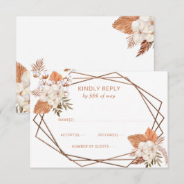 Rustic Terracotta Boho Pampas Geometric Bröllop OSA Kort