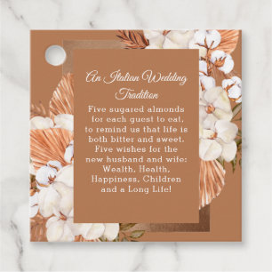 Rustic Terracotta Boho Pampas Orchids Bröllop Gåvor Etiketter
