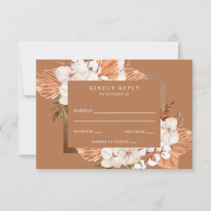 Rustic Terracotta Boho Pampas Orchids Bröllop OSA Kort
