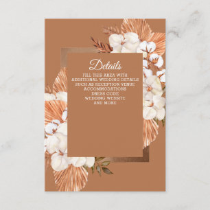 Rustic Terracotta Boho Pampas Orchids Bröllop Tilläggskort