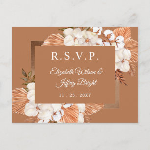 Rustic Terracotta Boho Pampas Orchids OSA Inbjudan Vykort