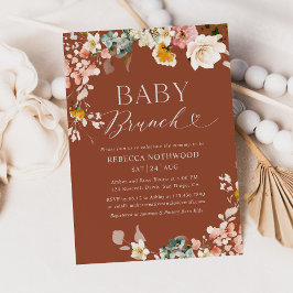 Rustic Terracotta Fall Blommigt Baby Shower Inbjudningar