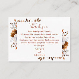 Rustic Terracotta Fall Blommigt Bröllop Tack Placeringskort