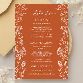 Rustic Terracotta Floral Details Enclosure Card OSA Kort