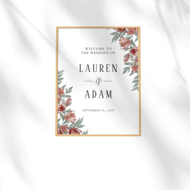 Rustic Terracotta Floral Wedding Sign Poster (Skapare uppladdad)