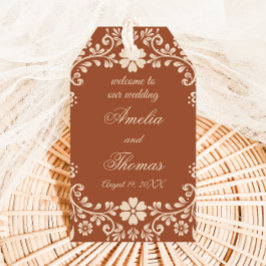 Rustic Terracotta Flowers Bröllop Presentetikett