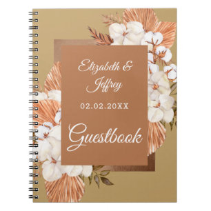Rustic Terracotta Guld Boho Pampas Orchids Bröllop Anteckningsbok