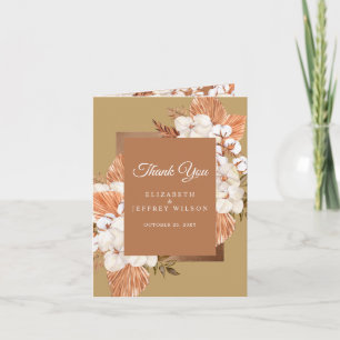 Rustic Terracotta Guld Boho Pampas tackkort Inbjudan