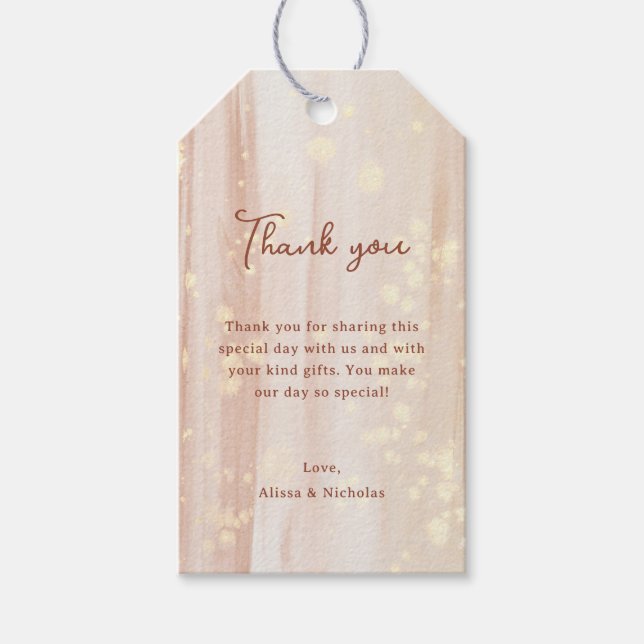 Rustic Terracotta Guld Monogram Bröllop Tack Presentetikett (Framsidan)