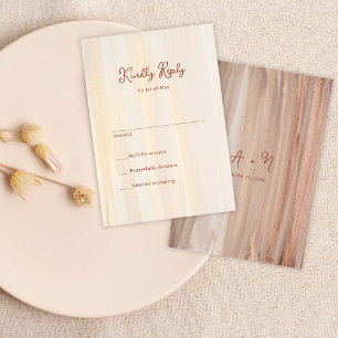 Rustic Terracotta Guld Watercolor Monogram Bröllop OSA Kort