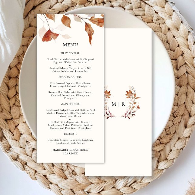 Rustic Terracotta Löv Fall Wedding Menu Meny (Skapare uppladdad)