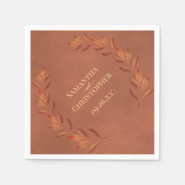 Rustic Terracotta Lövs Diagonal Design Bröllop Pappersservett