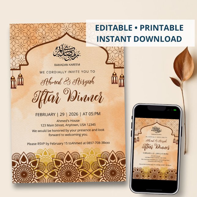 Rustic Terracotta Mandala Ramadan Iftar Dinner Inbjudningar (Skapare uppladdad)