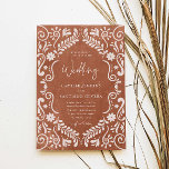 Rustic Terracotta Mexikanska bröllopsinbjudan Inbjudningar<br><div class="desc">Fira din kärlek med den här rustika terracotta-bröllopsinbjudan från Mexiko med traditionell papel picado och Talavera-design. Perfekt för ett boho-inspirerat eller mexikantemednat bröllop. Matchande objekt i vår butik Cava Party-design.</div>