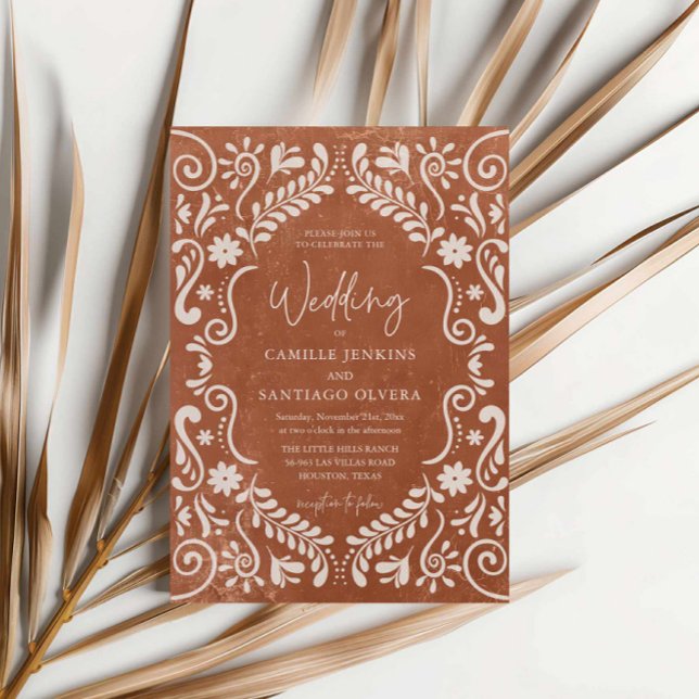 Rustic Terracotta Mexikanska bröllopsinbjudan Inbjudningar (Rustic Terracotta Mexican Theme Wedding Invitation)