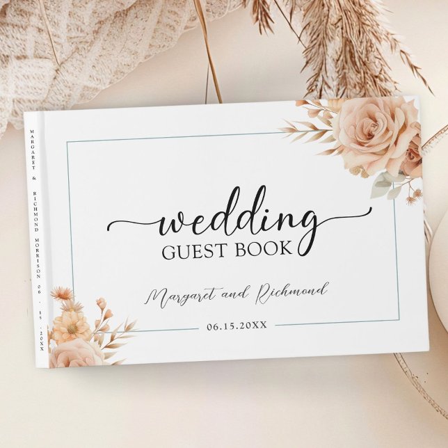 Rustic Terracotta Ro Blommigt Bröllop Guest Bok (Skapare uppladdad)