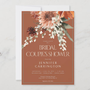 Rustic Terracotta Rust Flowers Shower ANPASSNINGSB Inbjudningar