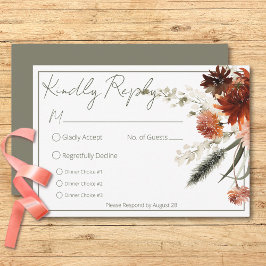 Rustic Terracotta Rust Flowers Tre Gröntar på midd OSA Kort