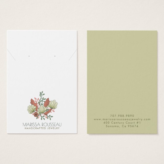 Rustic Terracotta Sage Earring Necklace Visning Visitkort (Framsida & baksida)