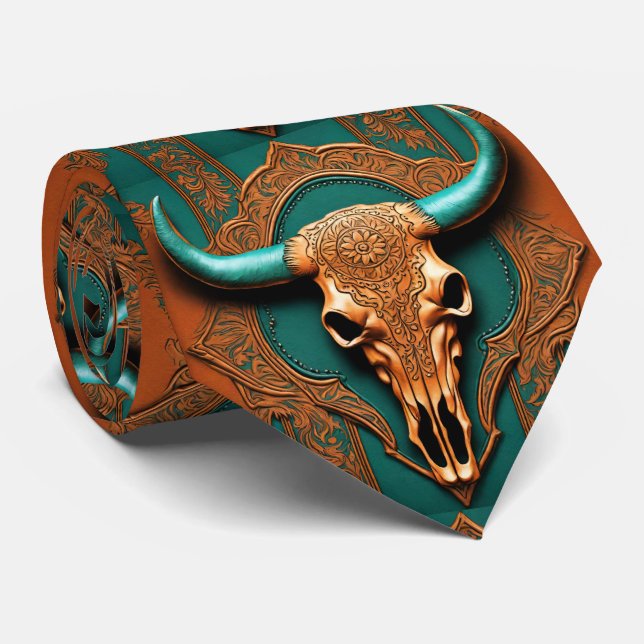 Rustic Terracotta Teal Westernare Land Bull SKull Slips (Rullad)