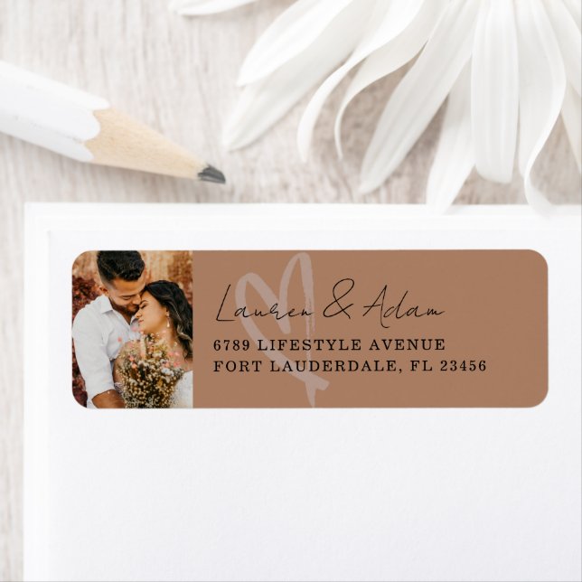 Rustic Terracotta Wedding Return Address Returadress Etikett (Insitu)