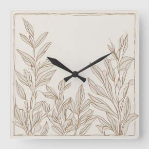 Rustic Terracotta WildblomBoho Eclectic Design Fyrkantig Klocka