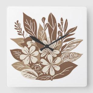 Rustic Terracotta WildblomBoho Eclectic Design Fyrkantig Klocka